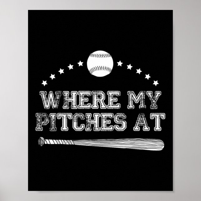 Poster Engraçado Onde Meus Pingos No Softball Pitcher Dão (Frente)