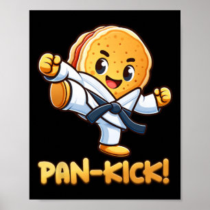 Poster Engraçado Pancake Pan Karate Taekwondo Kick Boys G