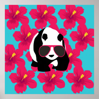 Poster Engraçado Panda Bear Beach Bum Legal Óculos de sol