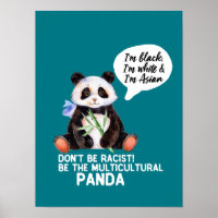 Engraçado Panda contra o Racismo Branco Negro e As