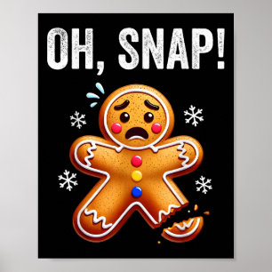 Poster Engraçado Pão de Gengala Homem Natal Natal Xmas Oh
