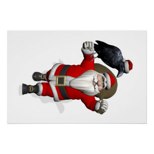 Pôster Engraçado Papai Noel com Corvo Comum