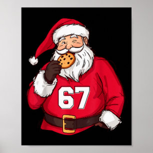 Poster Engraçado Papai Noel Meme Brainrot 6 7 Para Menino