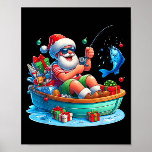 Poster Engraçado Papai Noel Pescaria Natal Em Julho De Pr