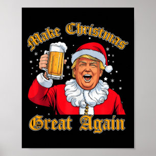 Poster Engraçado Papais noeis da Cerveja de Beer Trump no