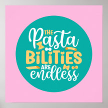 Engraçado Pasta Pun Pastel Typografia Art