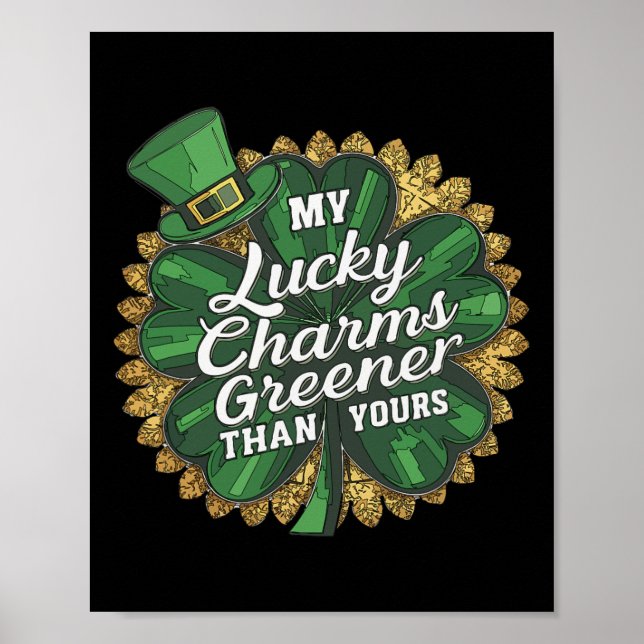 Poster Engraçado Patricks Dia Meu Sortudo Charme Mais Ver (Frente)
