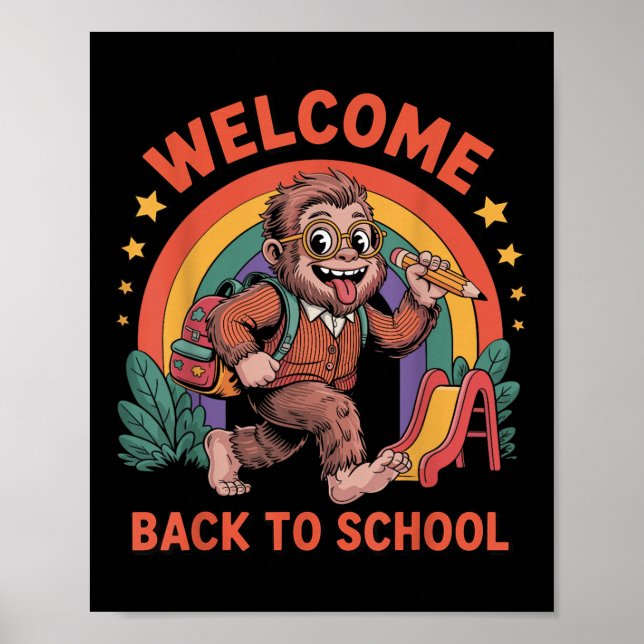 Poster Engraçado Pé-Grande De Volta Para A Mochila De Pé- (Frente)