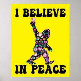 Poster Engraçado Pé Grande Eu Acredito Em Paz