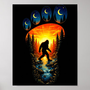 Poster Engraçado pé grande sasquatch natureza ao ar livre