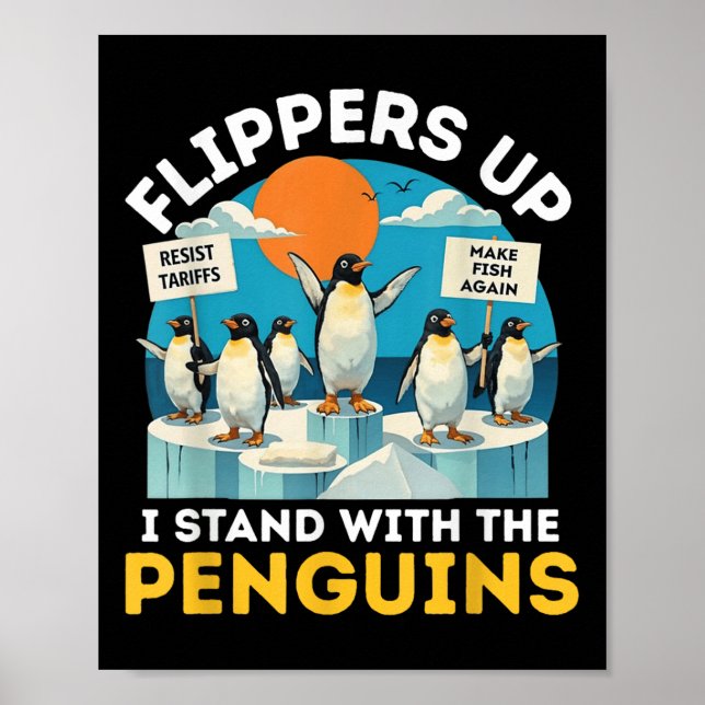 Poster Engraçado Pinguim Pé Para Cima Eu Pego O Pinguim (Frente)