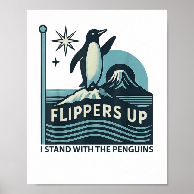 Poster Engraçado Pinguim Pé Para Cima Eu Pego O Pinguim (Frente)