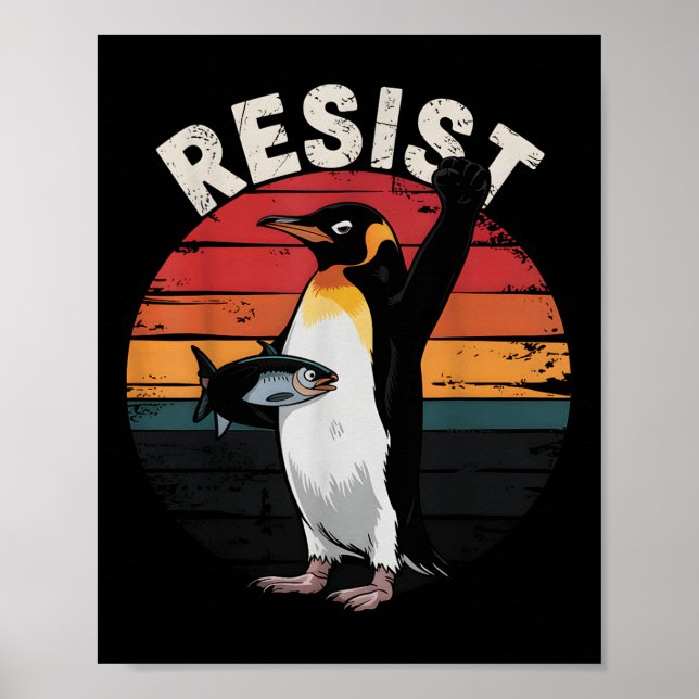 Poster Engraçado Pinguim Resiste Protesto Contra Humor Ta (Frente)