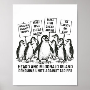 Poster Engraçado Pinguins Contra Tarifas Heard Island Pen