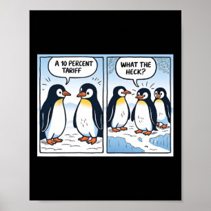 Poster Engraçado Pinguins Tarifas 10% Sarcasmo Político