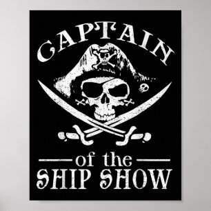 Poster Engraçado Pirata Design Capitão Navio Show Boater