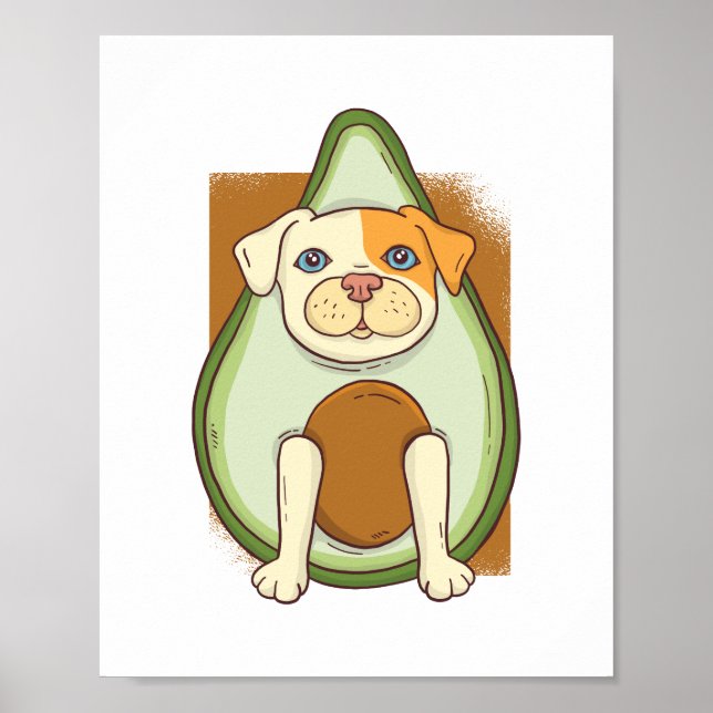 Poster Engraçado PITBULL AVOCADO Cartoon Kids Adultos (Frente)