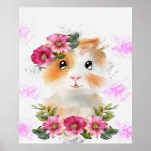 Poster Engraçado Porco De Bebê Com Pássaros De Present