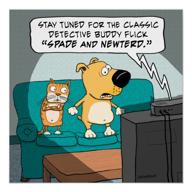 Pôster Engraçado Poster de Gato e Cachorro (Frente)