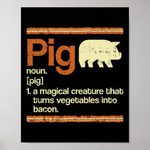 Poster Engraçado Presente Bacon E Definição De Porcos