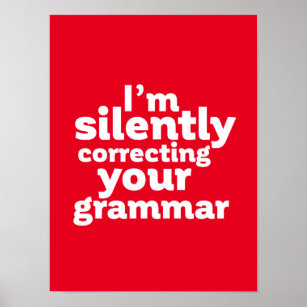 Poster Engraçado Professor Inglês Corrigindo Gramática Si