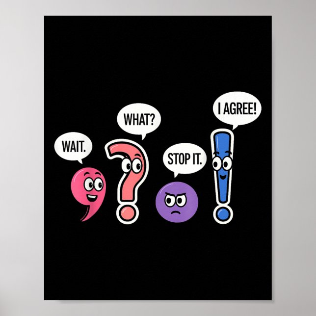 Poster Engraçado Professora De Gramática Esperem Que Para (Frente)