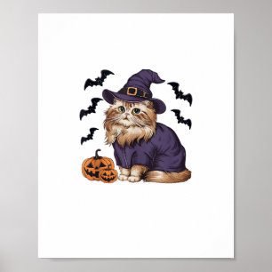 Poster Engraçado Pumpkin Bat Witume Costume Gato Persa
