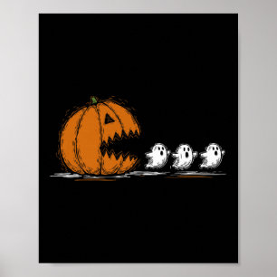 Poster Engraçado Pumpkin Buscando Ghost Vintage Halloween