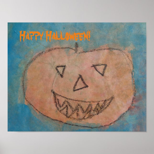 Poster Engraçado Pumpkin Feliz Dia das Bruxas Crianças de (Frente)