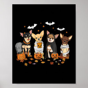 Poster Engraçado Pumpkin Ghost Chihuahua Halloween Chihua