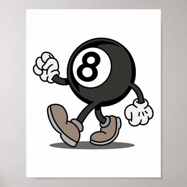 Poster Engraçado Quadrinho Snooker Billiard Player 8-ll (Frente)