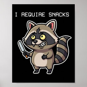 Poster Engraçado Raccoon Eu Preciso De Calças Humor De Ha