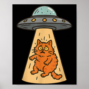 Poster Engraçado Rapto De Alienígenas De Gato Ufo Gatinho