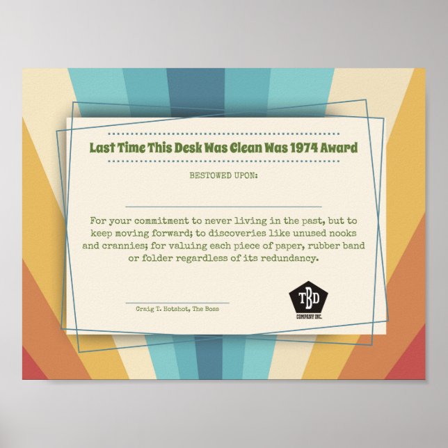 Poster Engraçado reconhecimento de prêmio de funcionário  (Frente)