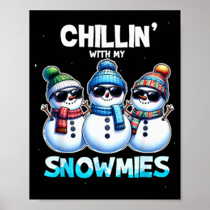 Poster Engraçado Relaxando Com Meus Snowmies Papai Noel D