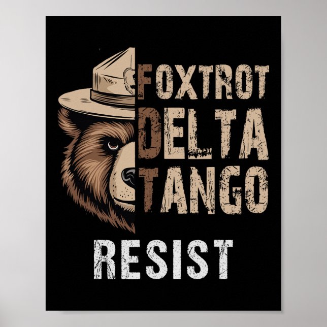 Poster Engraçado Resiste ao Urso Foxtrots Delta Tangos Fu (Frente)