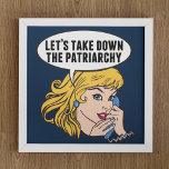 Poster Engraçado Retro Feminista Pop de Arte Anti-Patriar<br><div class="desc">Vamos Abaixe o presente Patriarcado. Design de feminismo de arte pop para uma forte e pró-escolha, votando pela liderança feminina em nosso país. Defenda os direitos das mulheres e o empoderamento feminino com este desenho político legal que apresenta um bonito líder loiro planejando uma marcha feminina num telefone vintage com...</div>