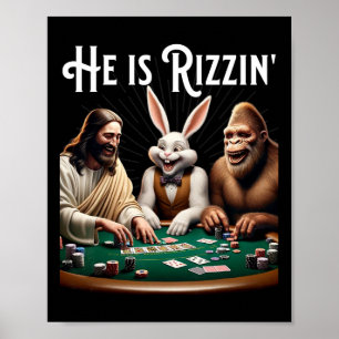 Poster Engraçado Rizz Ele É Rizzin Jesus