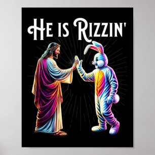 Poster Engraçado Rizz Ele Está Rizzin Jesus Cinco de Alta