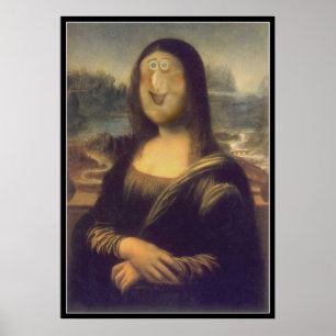 Pôster Engraçado Rosto Mona Lisa Rriso