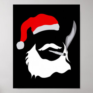 Poster Engraçado Rosto Santa Cláusula Fumante Natal