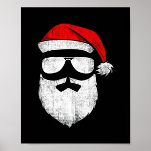 Poster engraçado santa claus encara óculos escuros com a