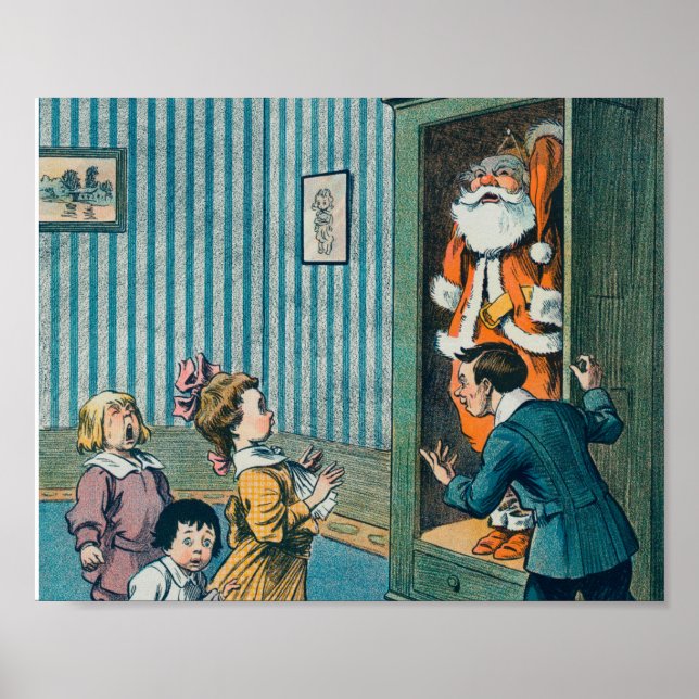 Poster Engraçado santa claus vintage. (Frente)