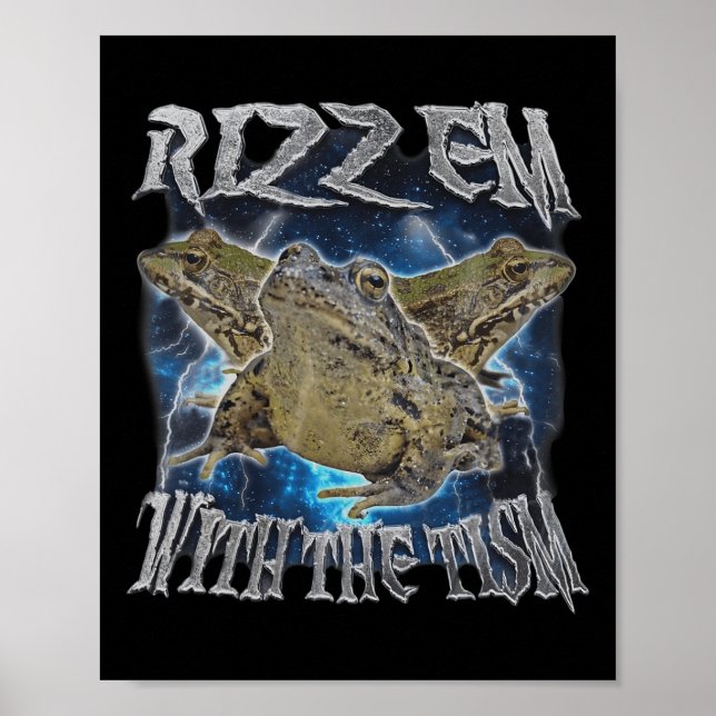 Poster Engraçado Sapo Rizz Em Com O Autismo Do Sapo Do Ti (Frente)