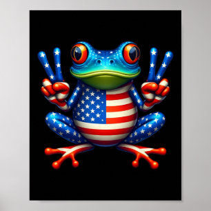 Poster Engraçado Sapo Sinal De Paz 4 De Julho Sapo Americ