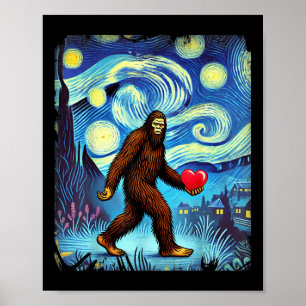 Poster Engraçado Sasquatch Bigfoot Heart Dias de os namor