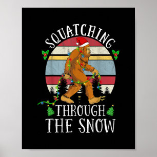 Poster Engraçado Sasquatch Natal Esmagando Bigfoot Xmas