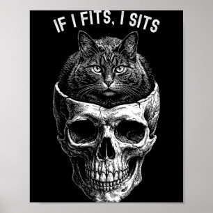 Poster Engraçado Se Couber Sento Caveira de Gato Preto Me