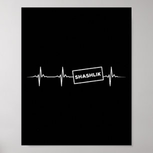 Poster Engraçado Shashlix Heartbeat Carne de Churrasco ru