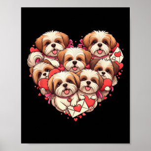 Poster Engraçado Shih Tzu Heart Namorados Shih Tzu Homens
